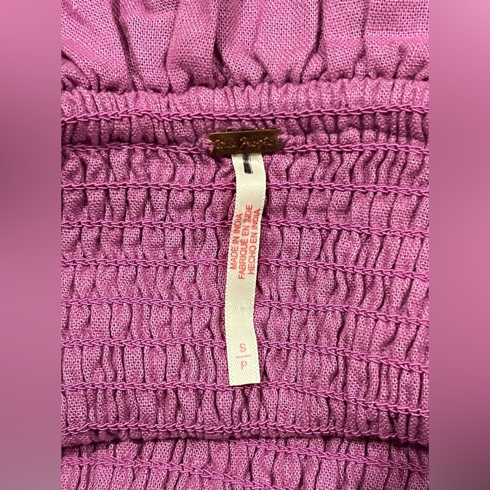 NWOT FREE PEOPLE Dress Womens Lush Life Linen Strapless Midi Opera Mauve Size S - Picture 15 of 16